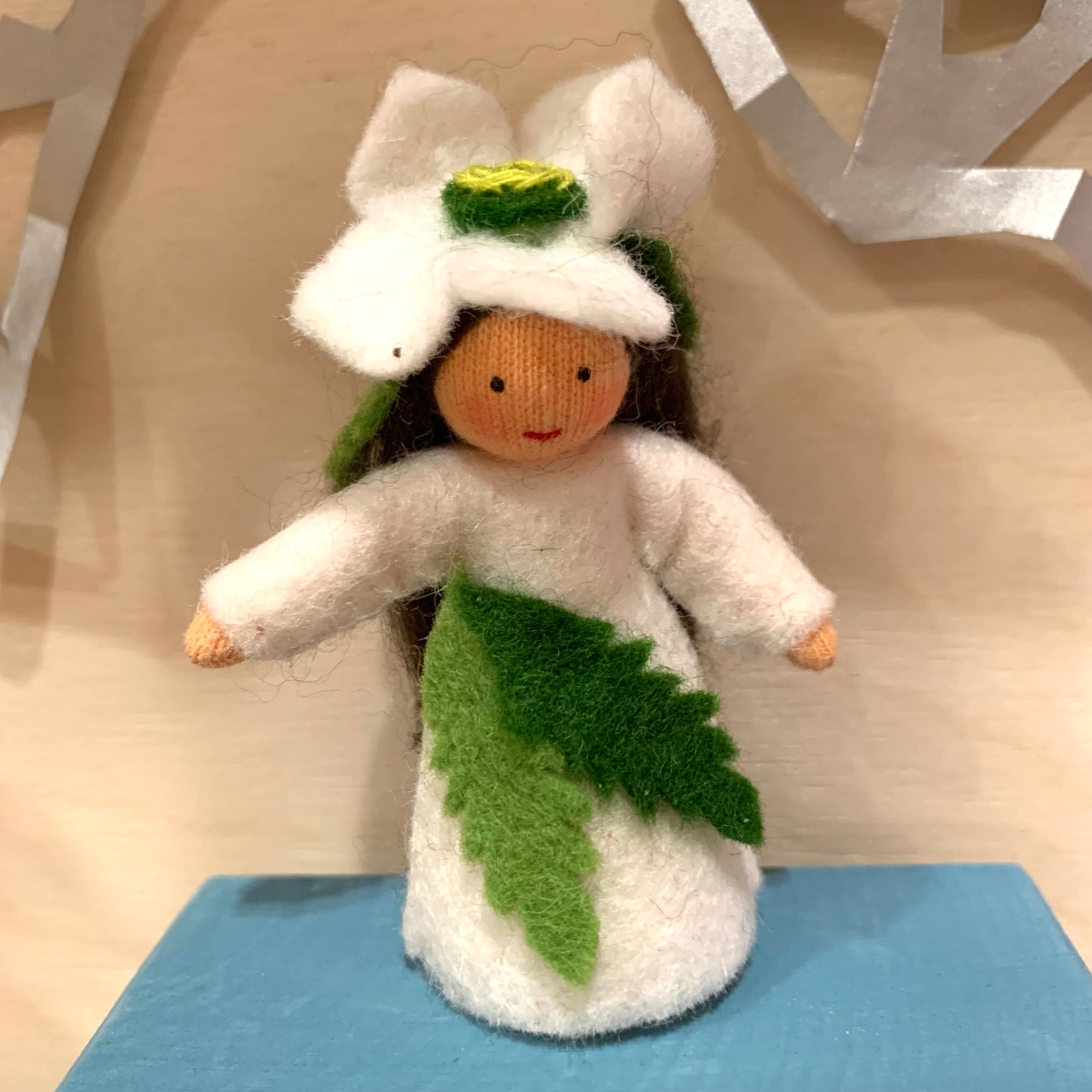 Small felt fairy folk Hellebore white Winter rose