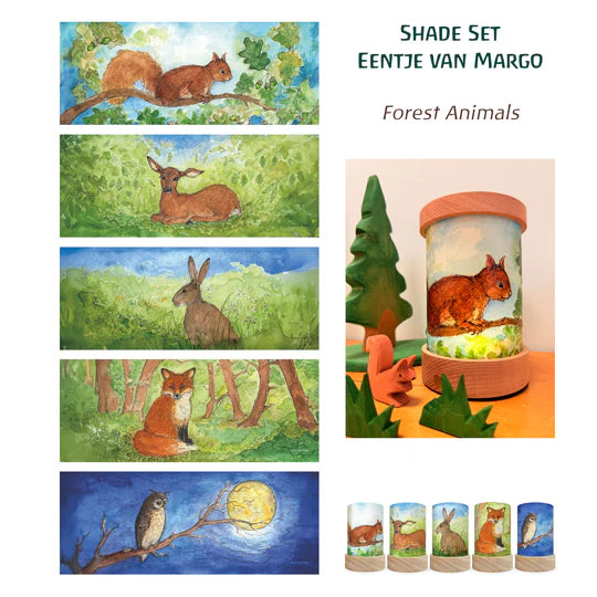Toverlux Lantern Shades - Eentje van Margo Forest Animals Set of 5 - NEW