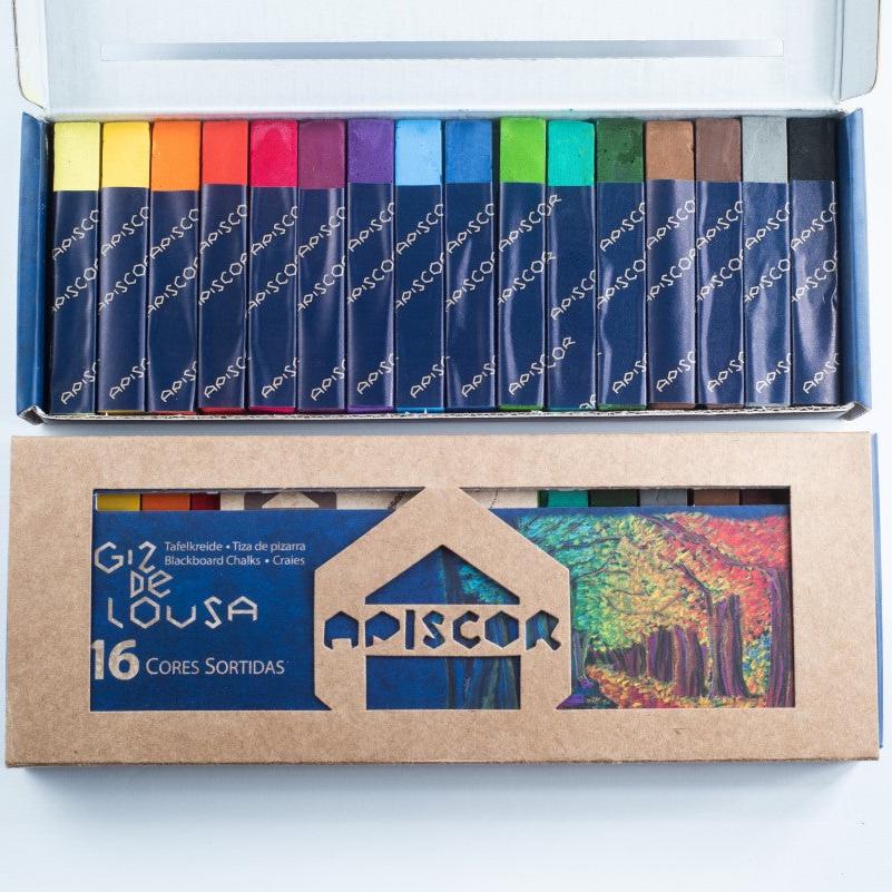 Apiscor Pastel Chalk 16 square chalks with rich vibrant colour for  making beautiful blackboard art