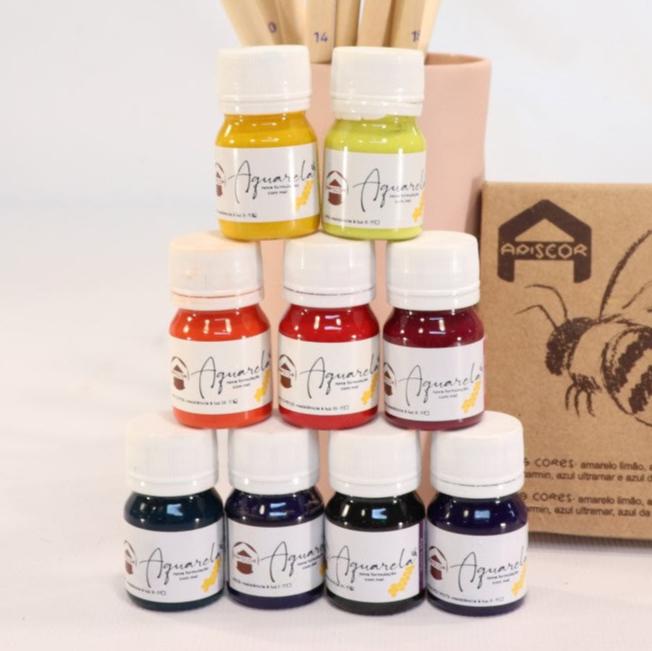 Apiscor Steiner Watercolour wet on wet Paint, full set of 9 colours in 25ml size suitable for home use.