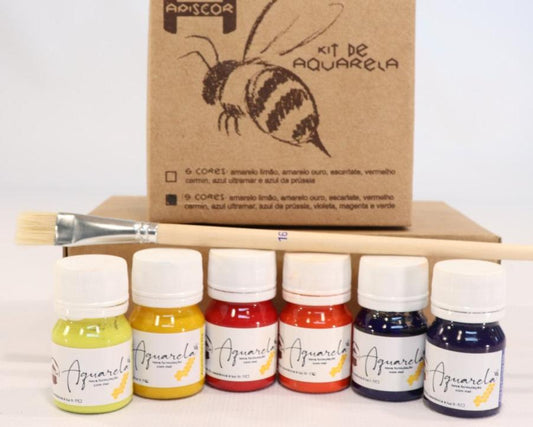 Apiscor Watercolour Paint 25ml, set of 6 colours for' wet on wet' painting in Steiner schools