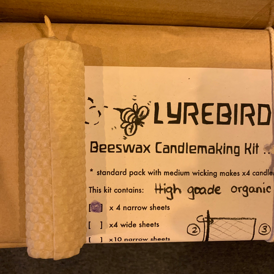 an example of one of the candles to make with our kit for four beeswax candles