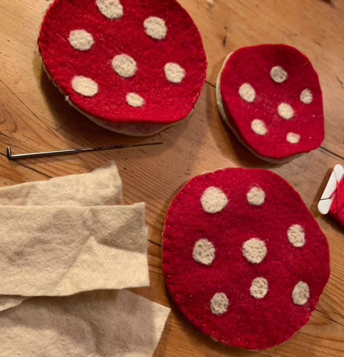 felt toadstool Easter Nature table craft activity from the book Easter in Autumn