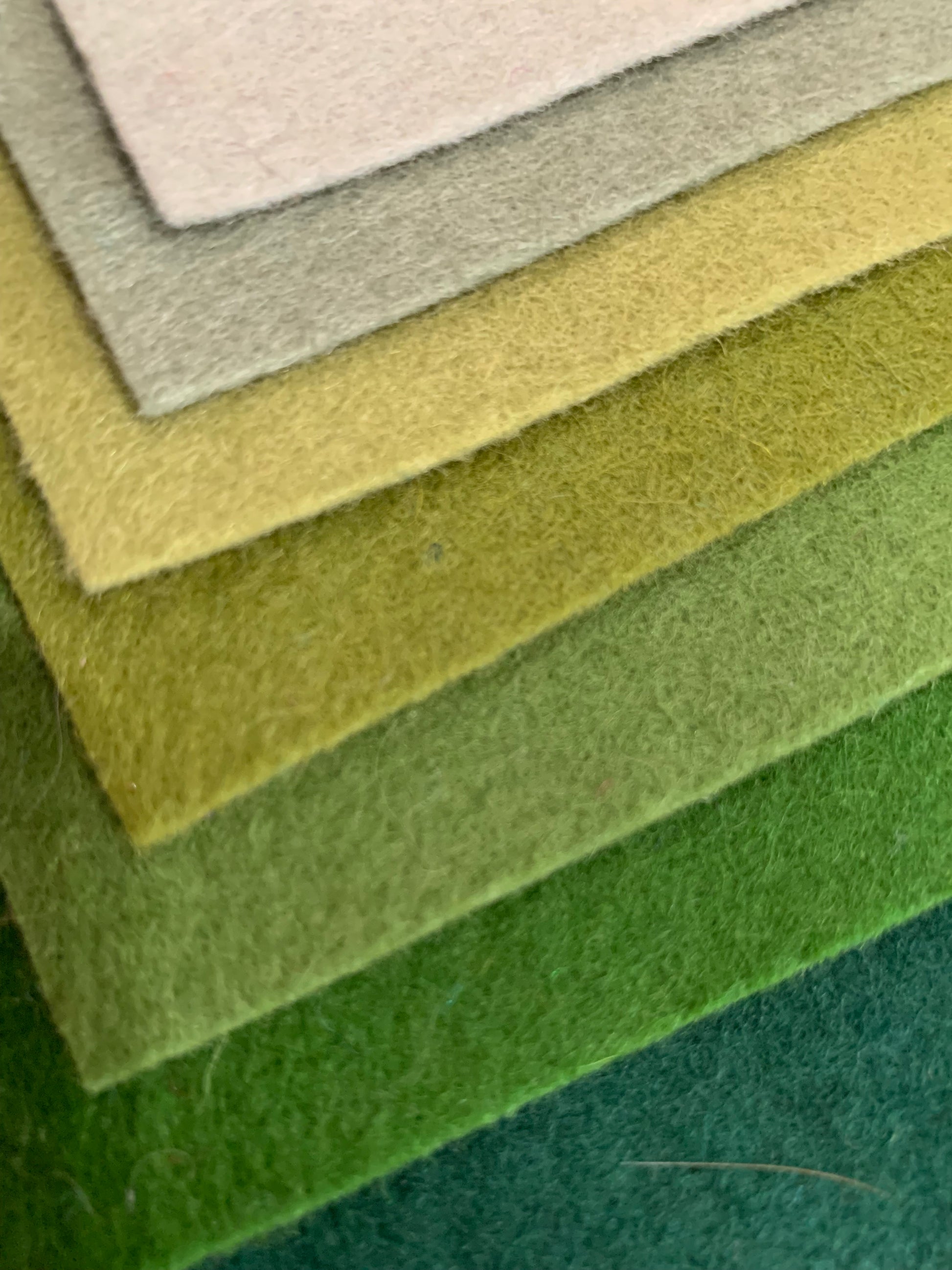 wool felt in forest colours