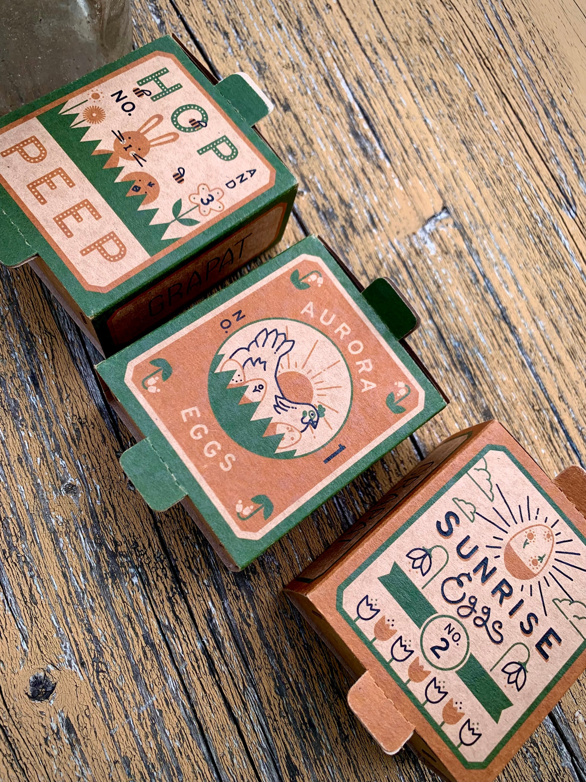 Grapat easter sets come in beautifully presented little cardboard boxes  with cute quirky art work