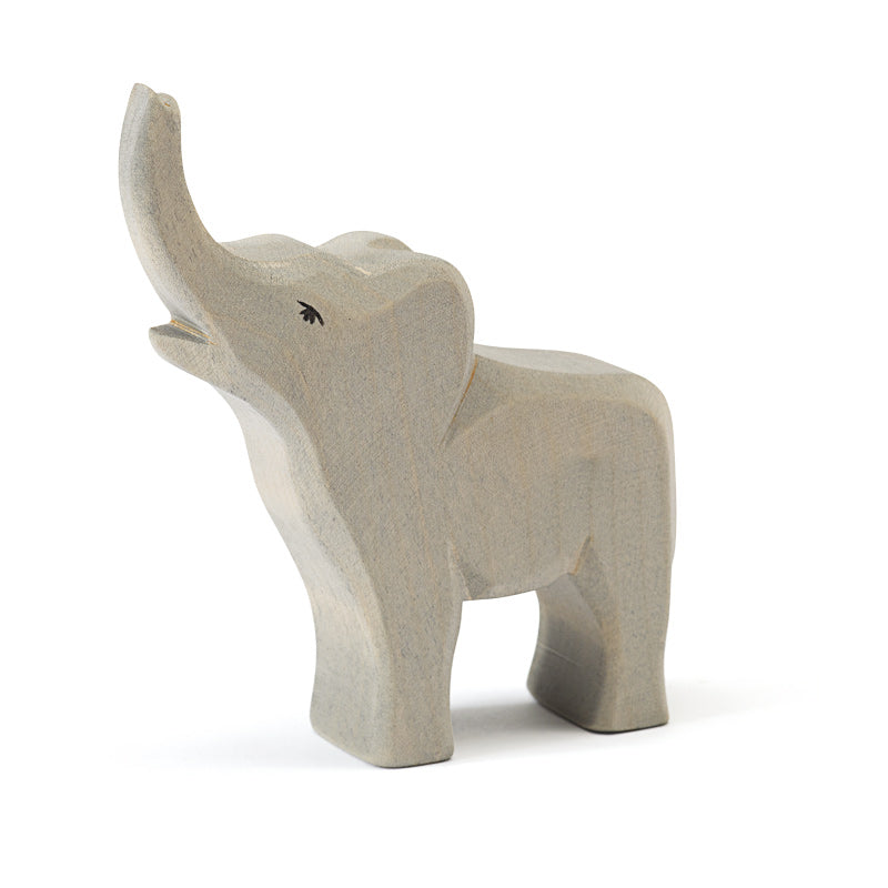 Ostheimer handmade wooden baby elephant trumpeting (trunk up is also seen as a lucky charm ❤️)