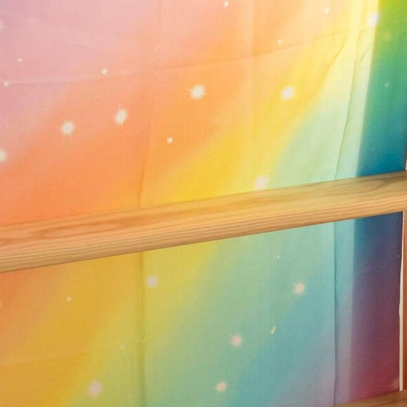 soft coloured rainbow giant silk cloth on a playstand frame