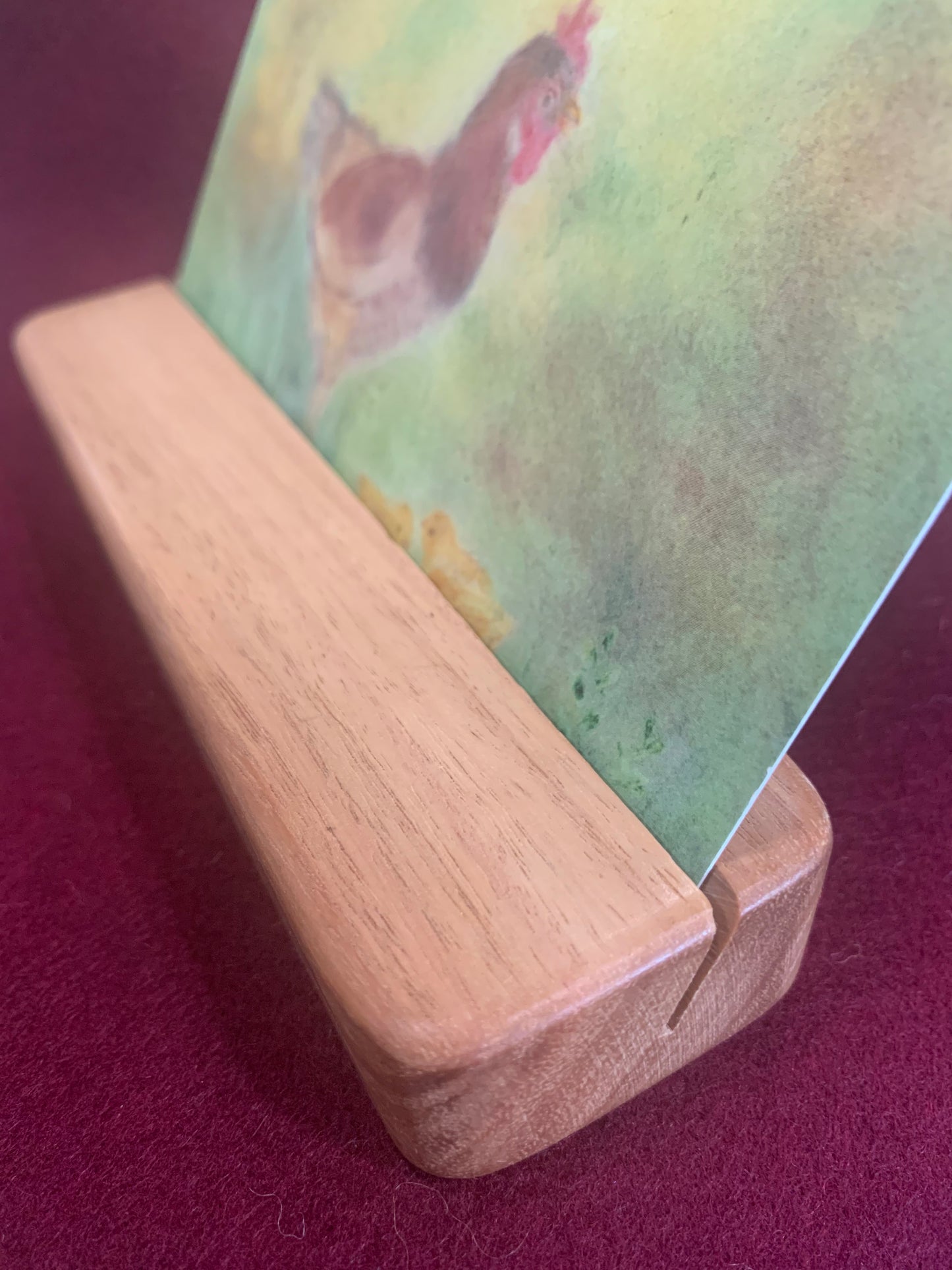 card stand designed to display art cards on a Steiner nature table