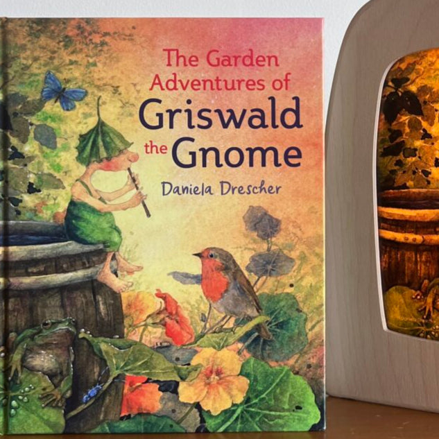 Griswald is a gutter gnome living in a garden with many garden friends and visitors