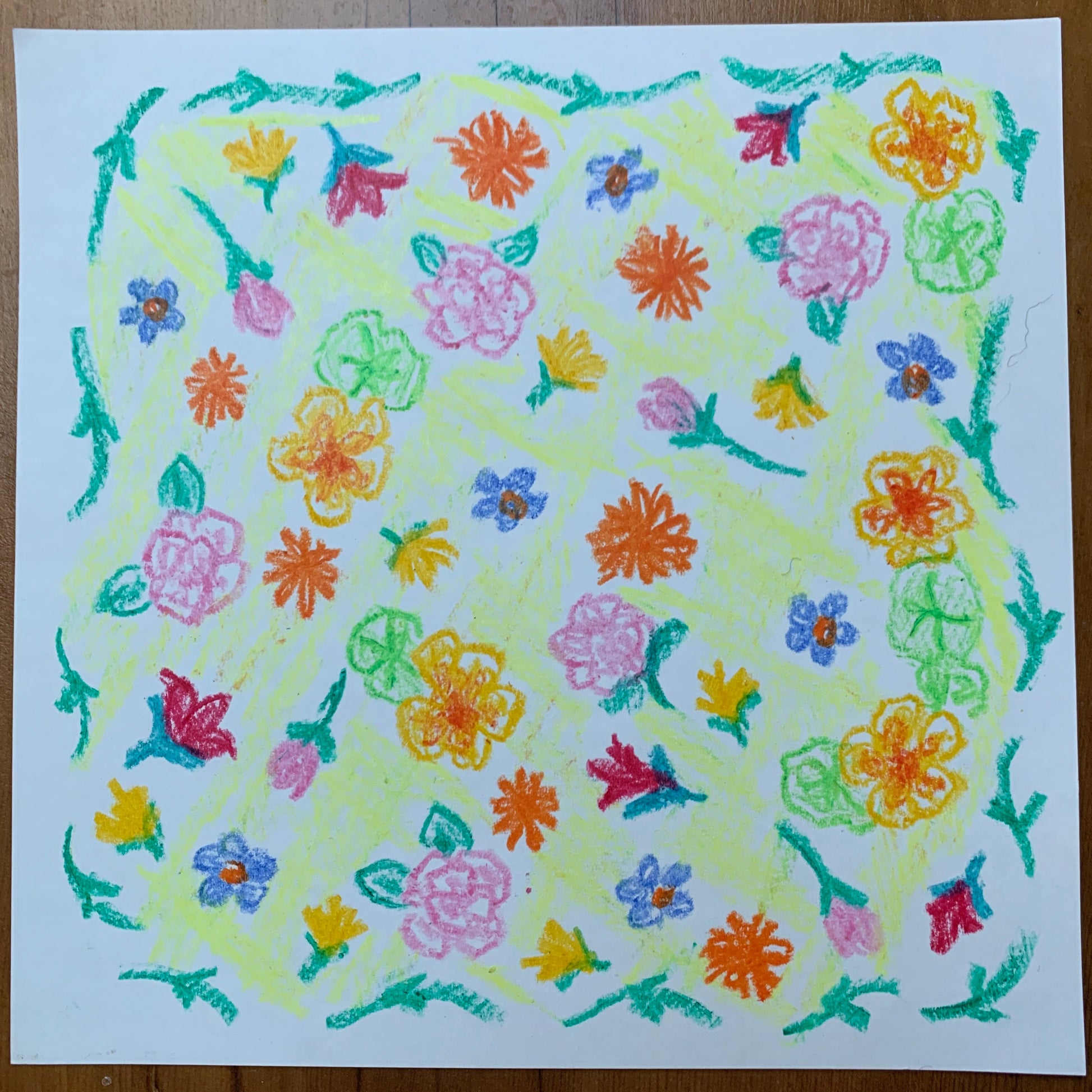 Wax stick Crayons used to draw flowers on the Toverlux DIY silhouette paper
