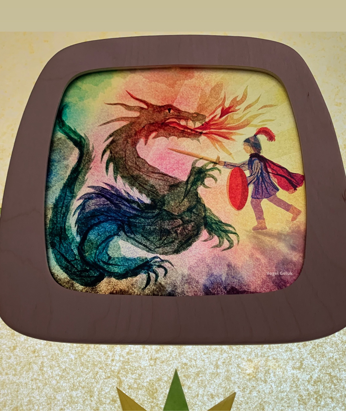 Toverlux window frame with St George (Joris) conquering his dragon