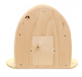 the rear of the DeNoest Alter lamps has holes ofr wall mounting, and a little door that can be unscrewed to insiert or remove a photograph or seasonal portrait presentation post card