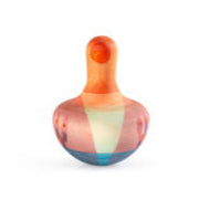 Large wooden rolling bird hand painted pink