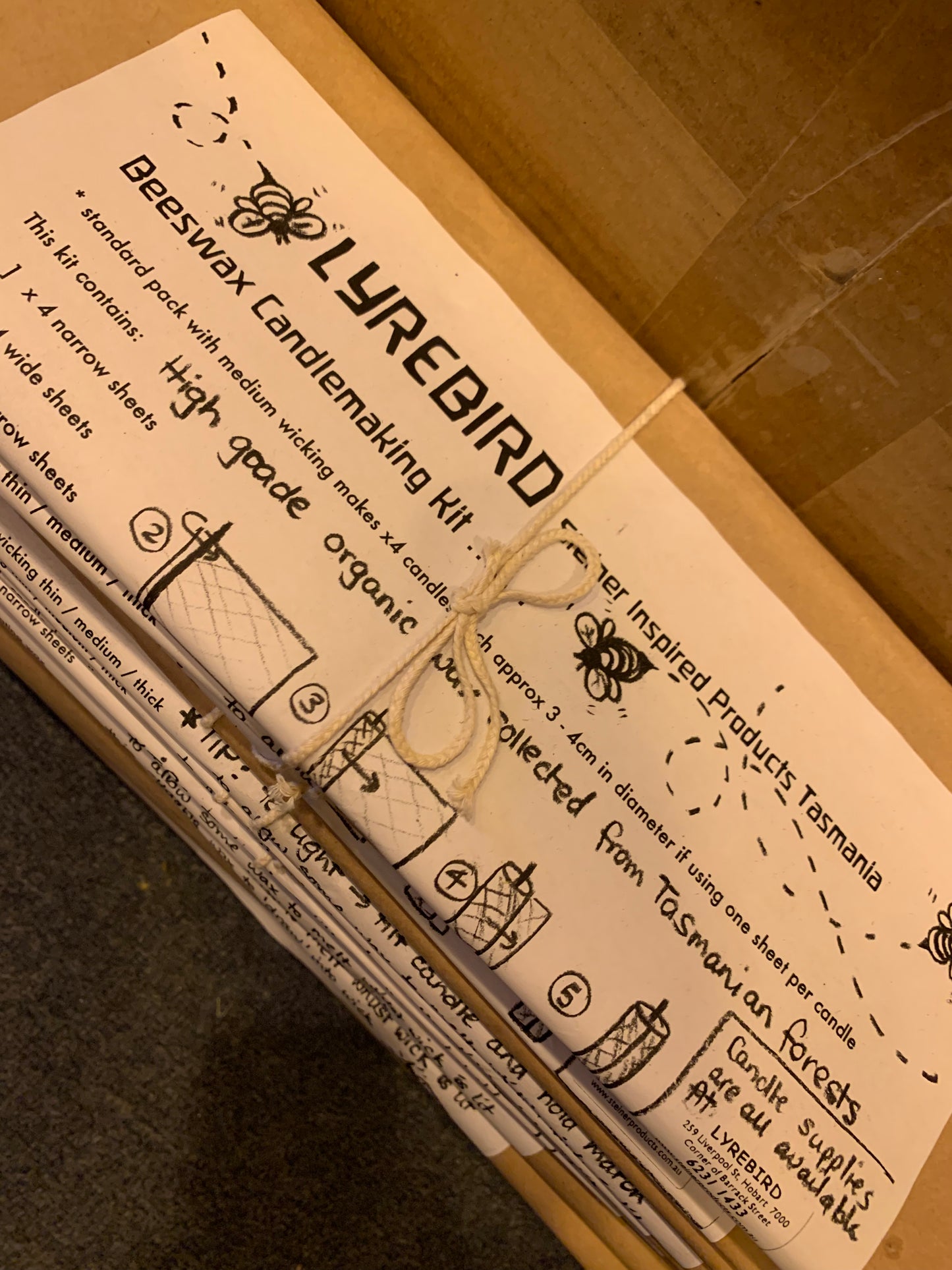 Our beeswax candle kits smell amazing, you will smell the aroma of Tasmanian honey as you open the package