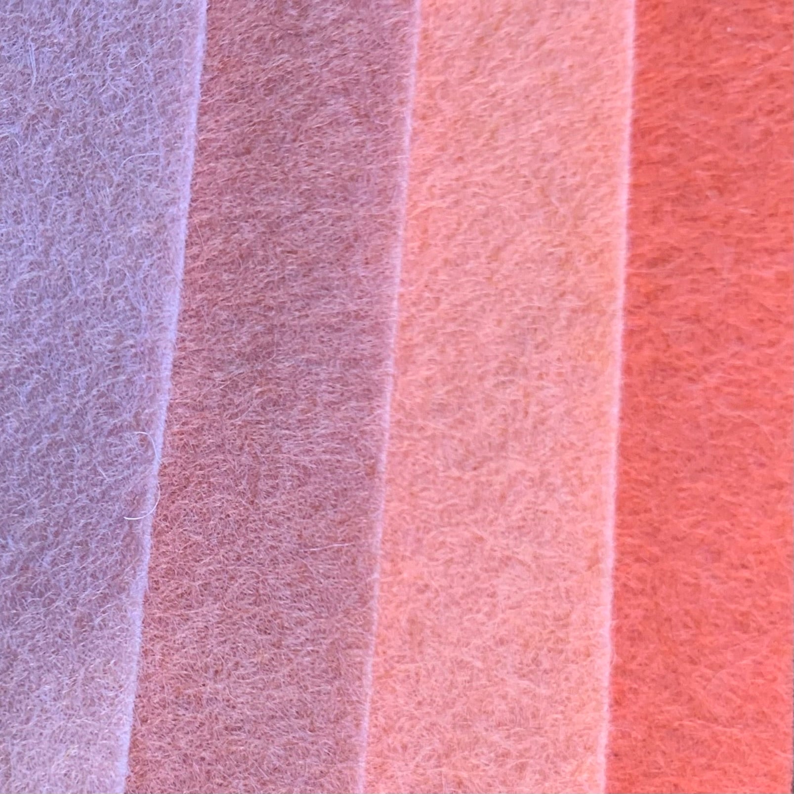 four shades of salmon pure wool felt