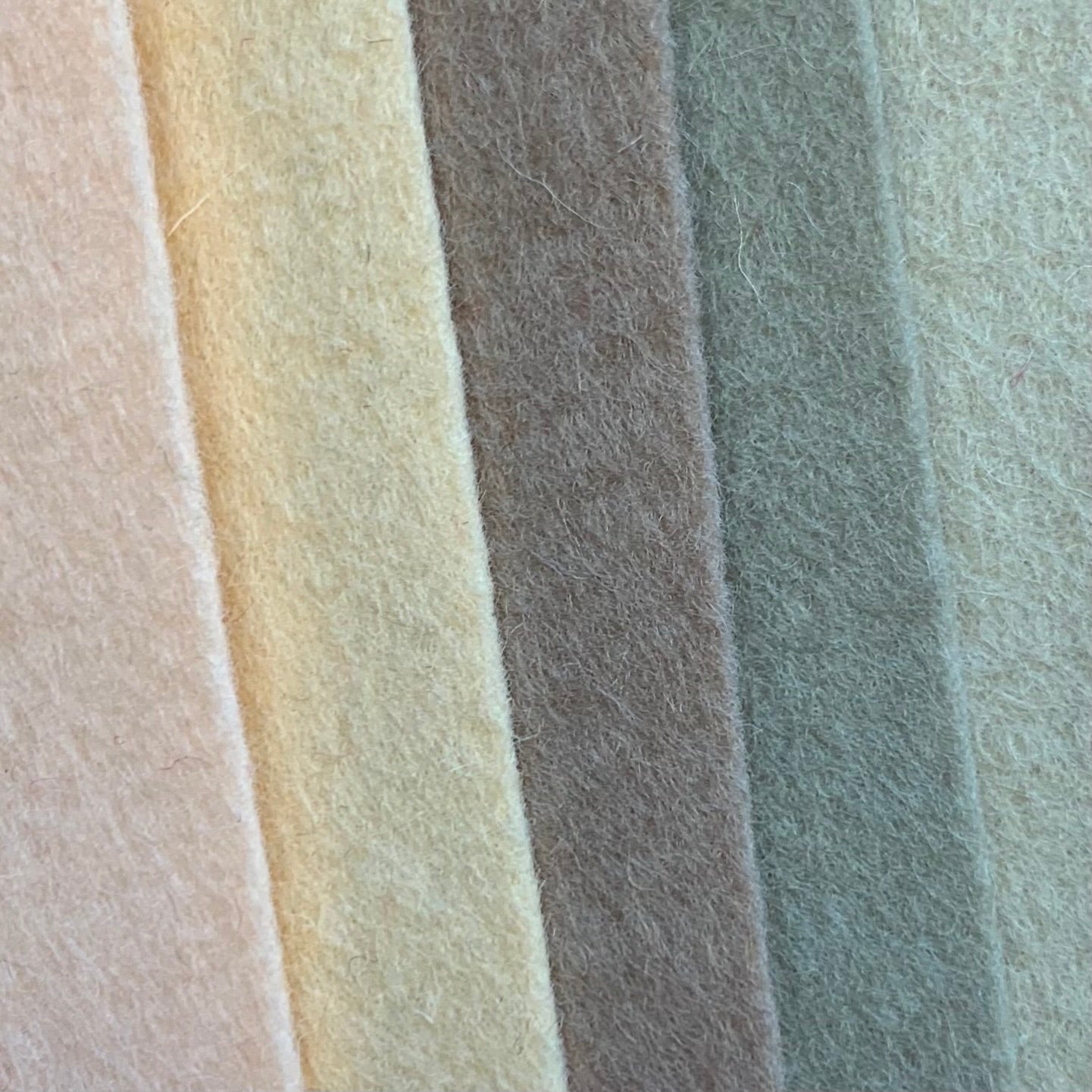five shades of neutral beige sheets of pure wool felt