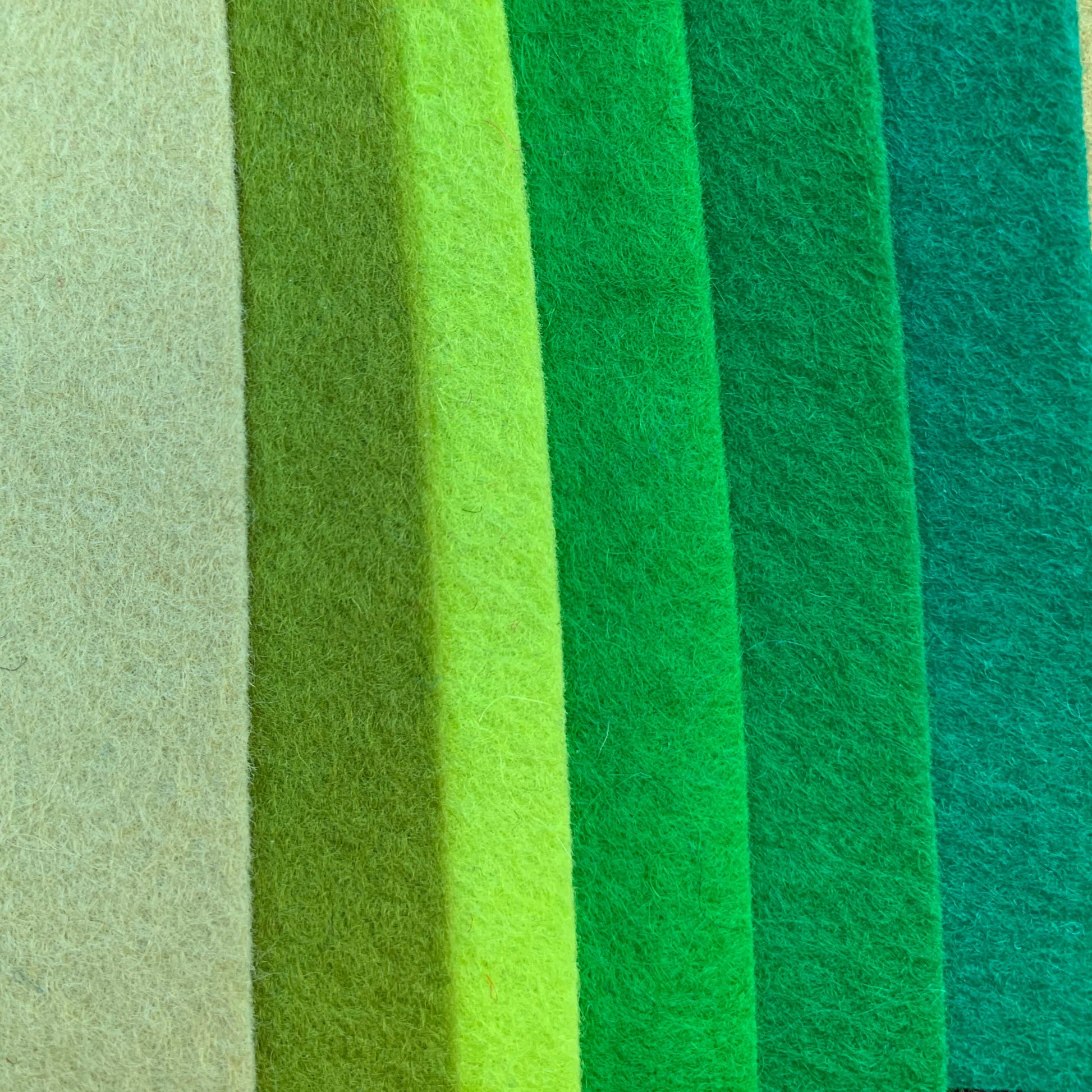 six green shades of genuine pure wool felt