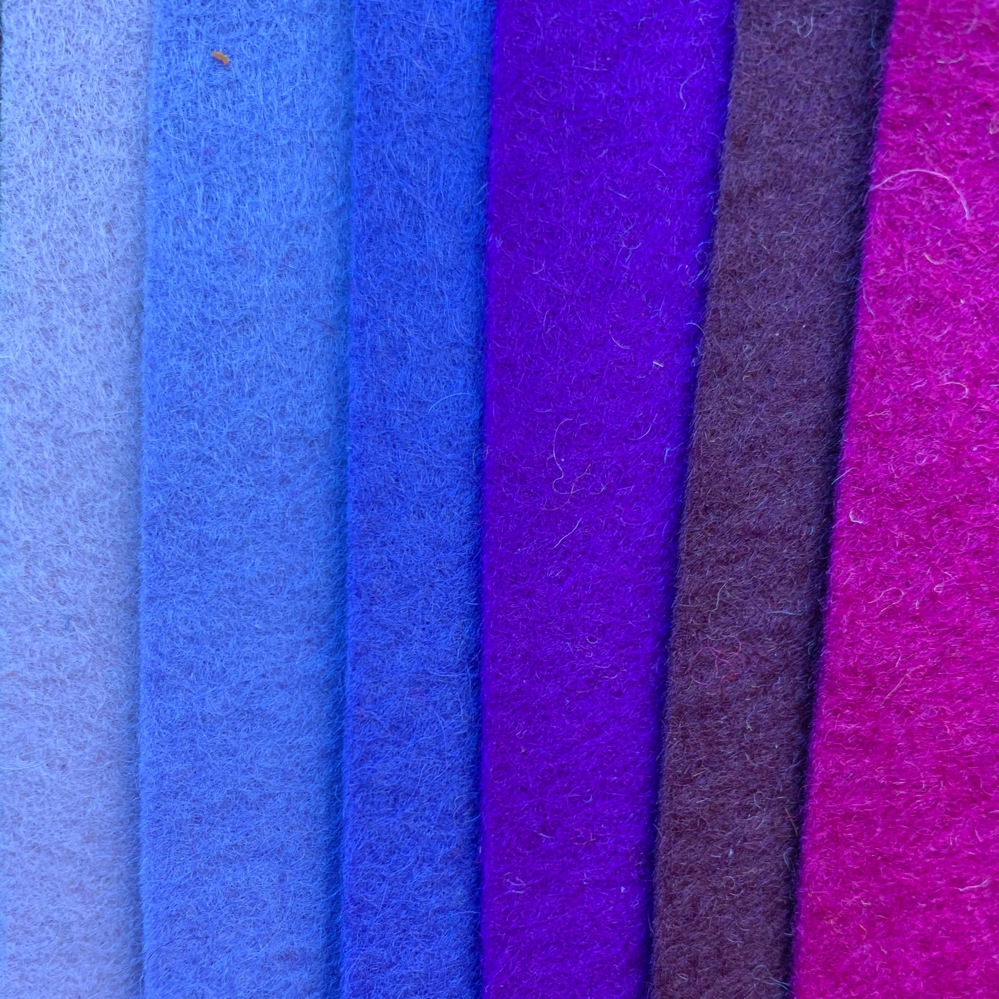 six shades of purple pure wool felt