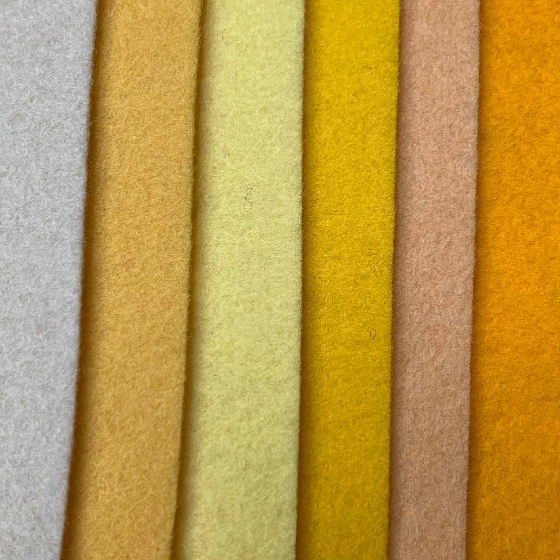 six shades of yellow pure wool felt