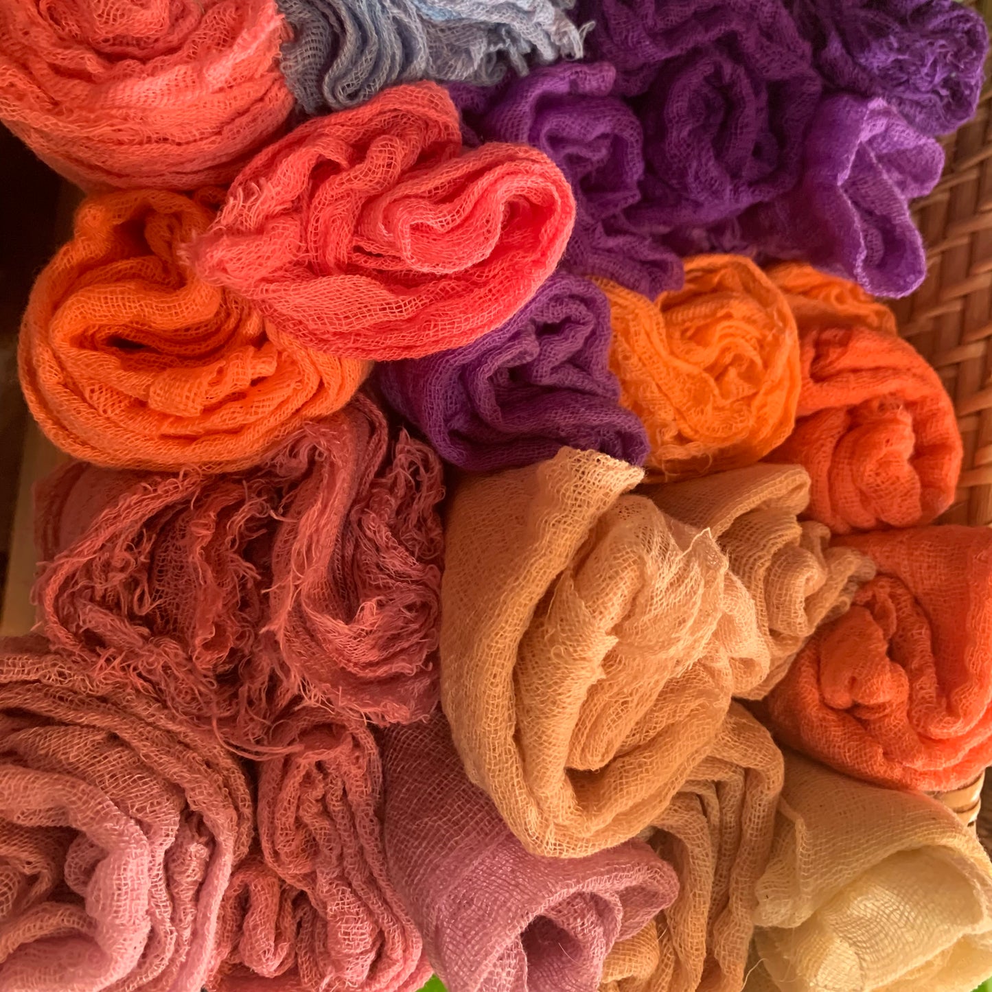 Lyrebird hand dyed cotton muslin decoration cloths