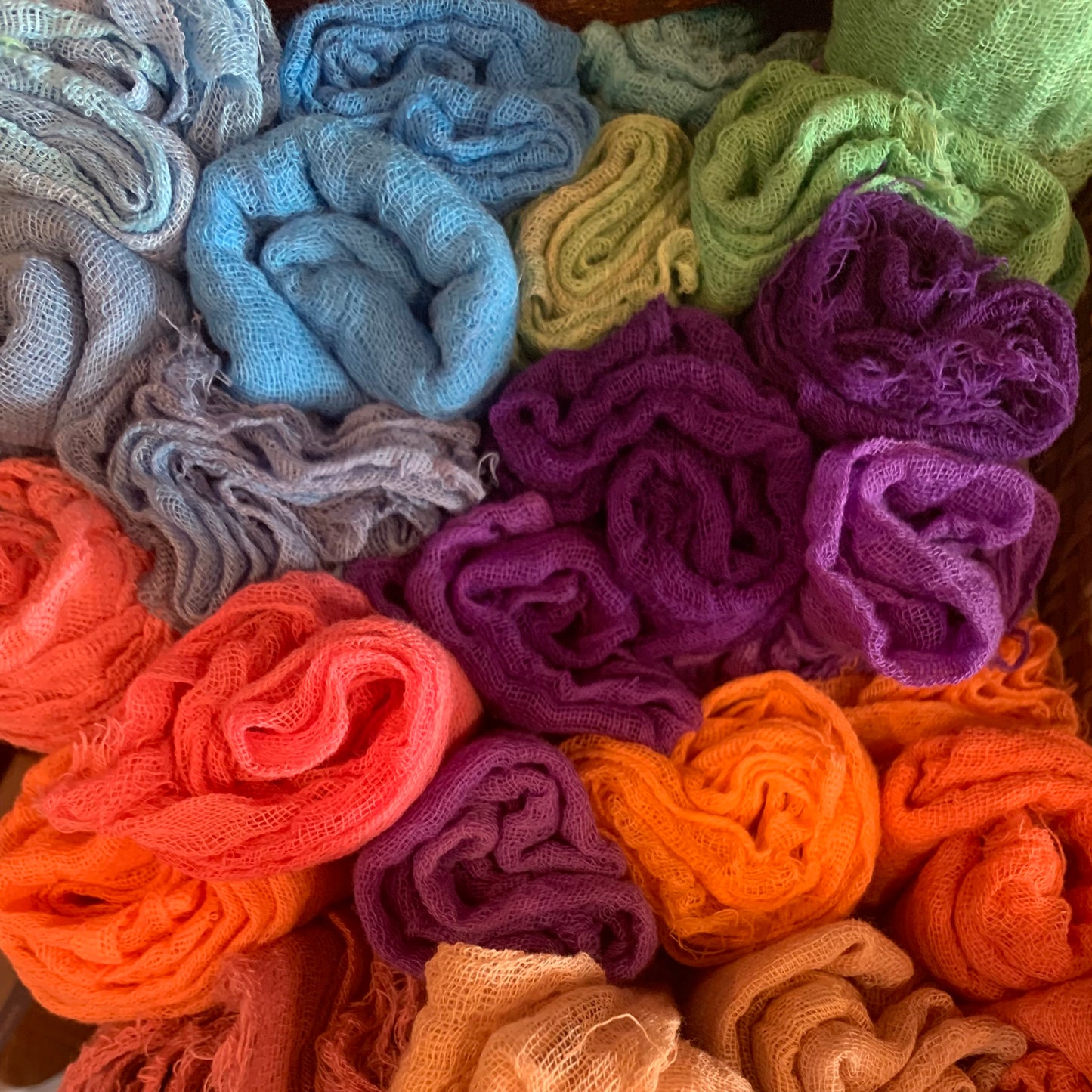 Lyrebird hand dyed cotton muslin decoration cloths