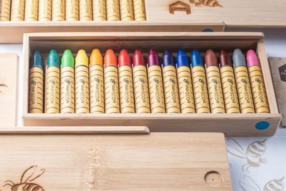 Apiscor Beeswax Crayons, Stick 16 in Bamboo Box