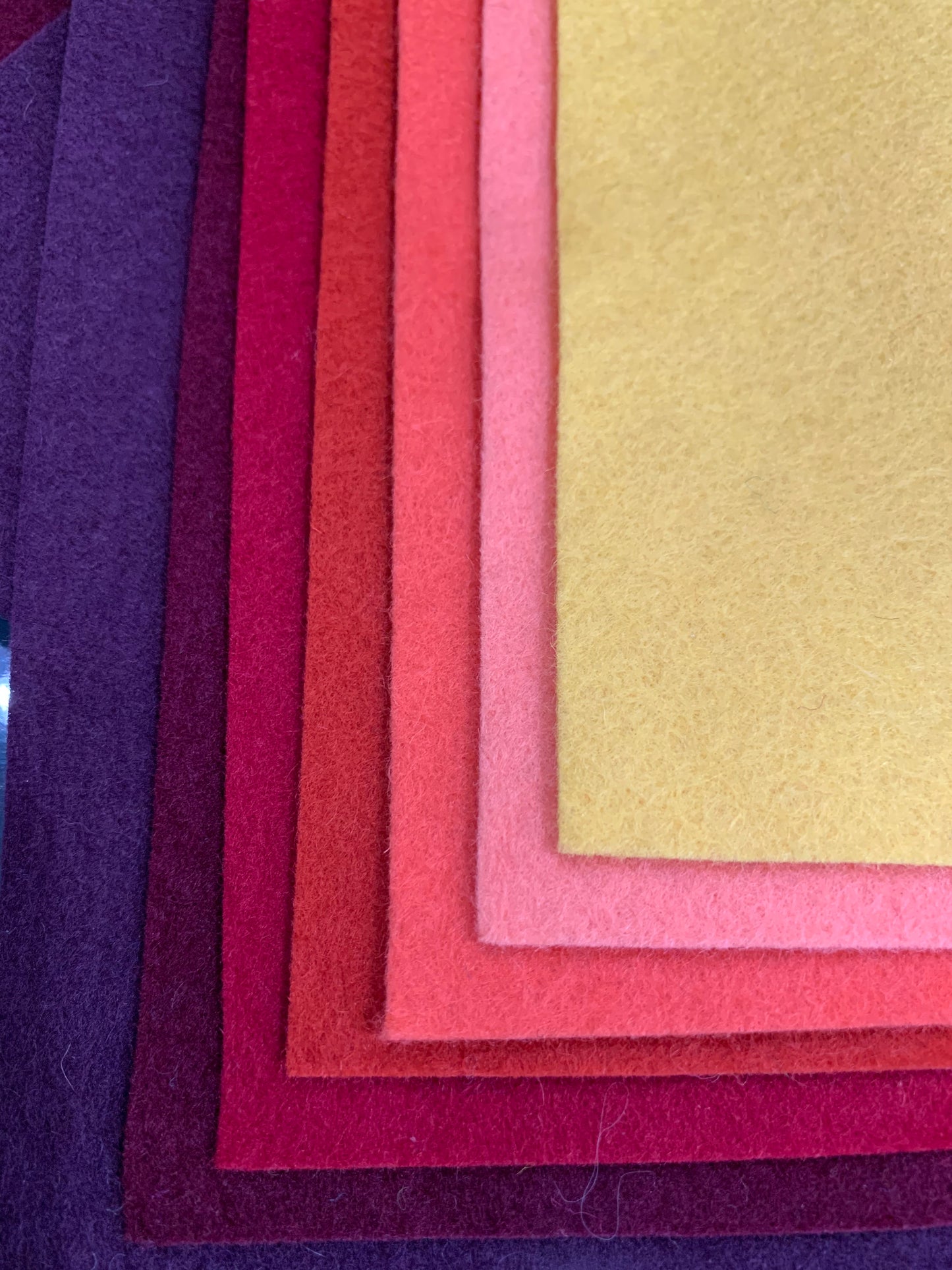 Fire selection of seven shades of Dutch wool felt 