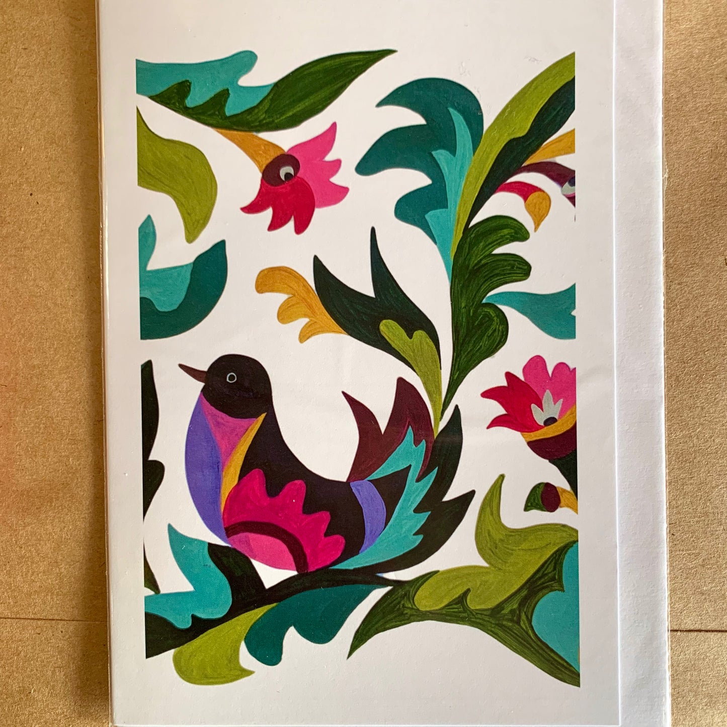 Blush of the Forest - the Tasmanian Pink Robin in Samchykivka style 