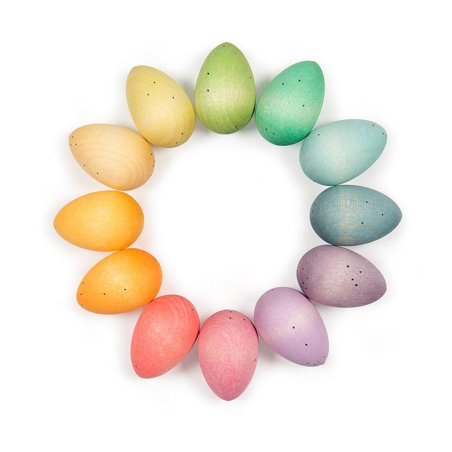 Grapat 12 assorted wooden handpainted pastel Eggs
