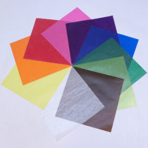 square sheets of kite paper for making transparent window decorations 