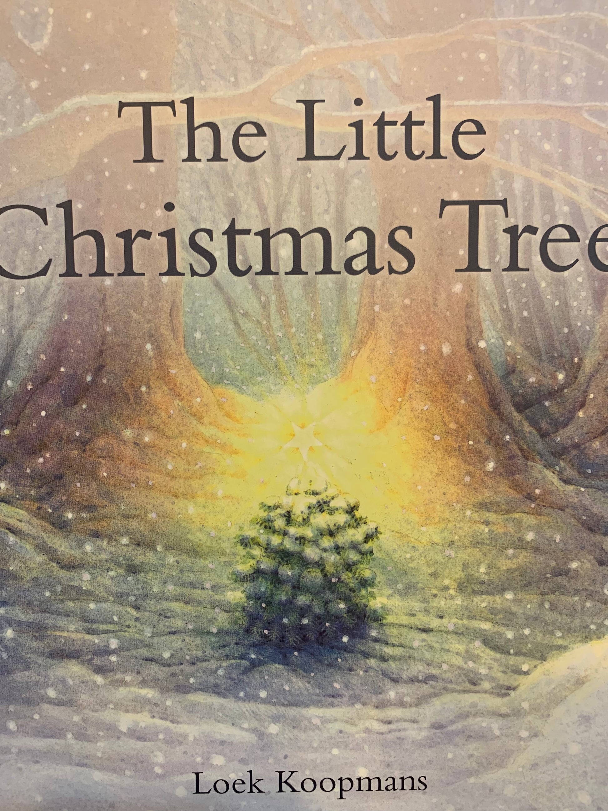 Book cover of 'The Little Christmas Tree' with a small tree in a snowy landscape.