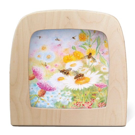 Toverlux bee screen is a very pretty depiction of bees collecting from feild flowers