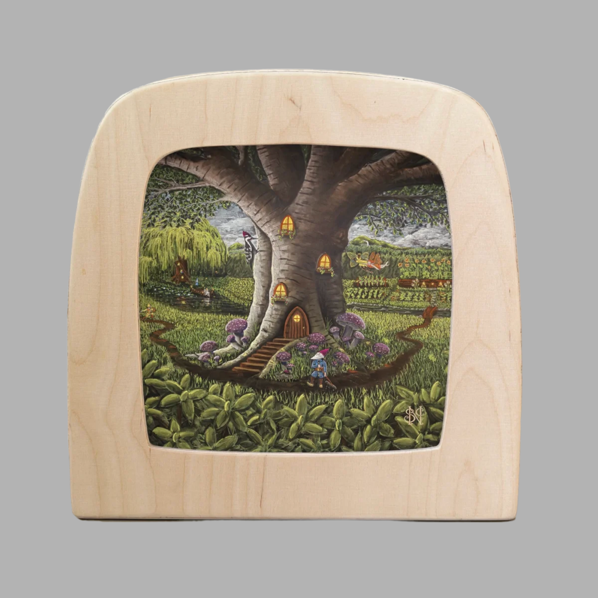 Toverlux lamp chalkboard art silhouette screen; a magical tree where fairy folk live 