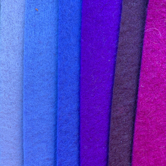six shades of purple pure wool felt