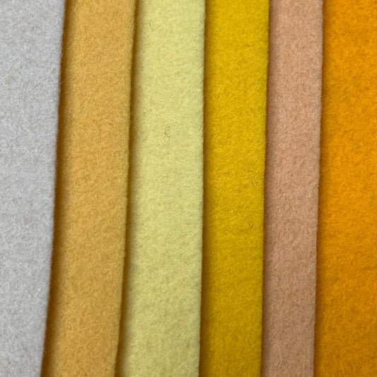 six shades of yellow pure wool felt